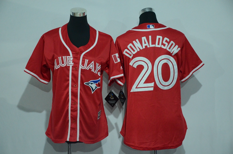 Womens 2017 MLB Toronto Blue Jays #20 Donaldson Red Jerseys->women mlb jersey->Women Jersey